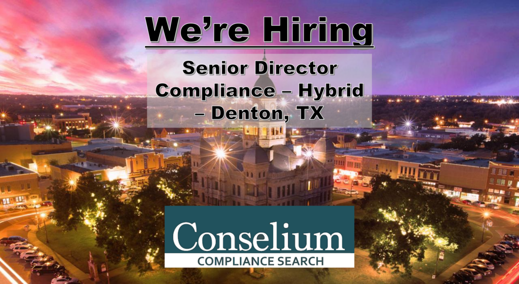 Senior Director Compliance Denton Tx Hybrid Conselium Compliance Search